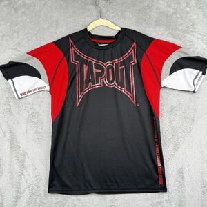 Tapout Y2K Logo Spellout Shirt Youth Large MMA Boxing‎ Grunge Red Black Stretch